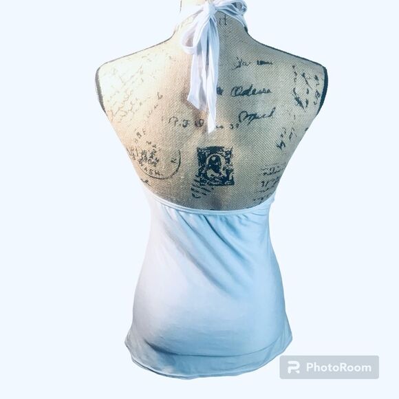 White Rhinestone Halter Top/ Dress with Silver O Ring - Picture 2 of 4